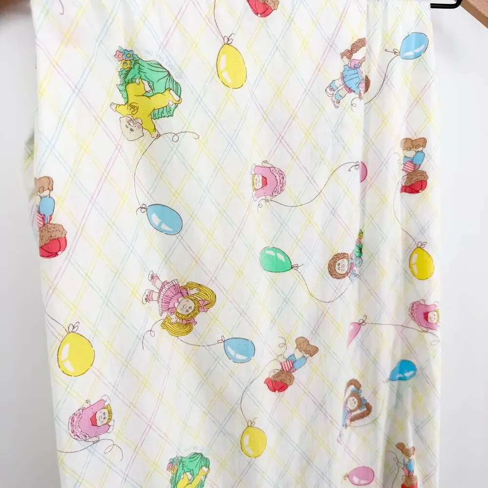Vintage 1983 Cabbage Patch Kids Twin Fitted Sheet Balloon Print Craft Fabric